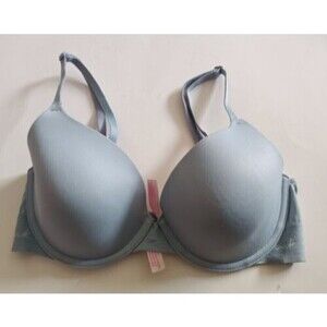 Victoria's Secret PINK Bra Sz 32 D Blue Lightly Lined Wear Everywhere Logo Band